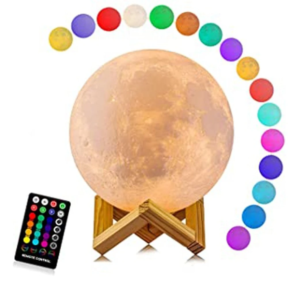 3D Moon Lamp 16 Colors Remote & Touch - 15 cm