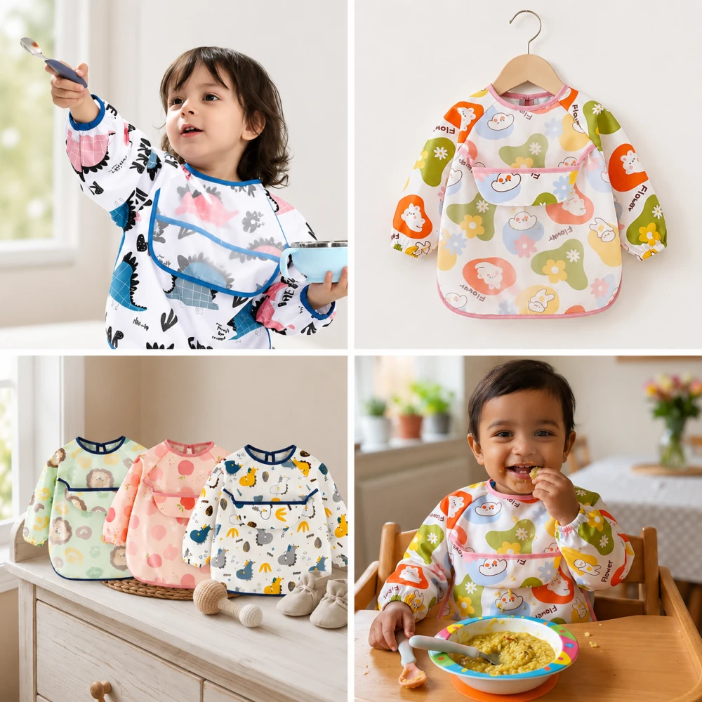 Full Sleeve Waterproof Baby Bib Apron