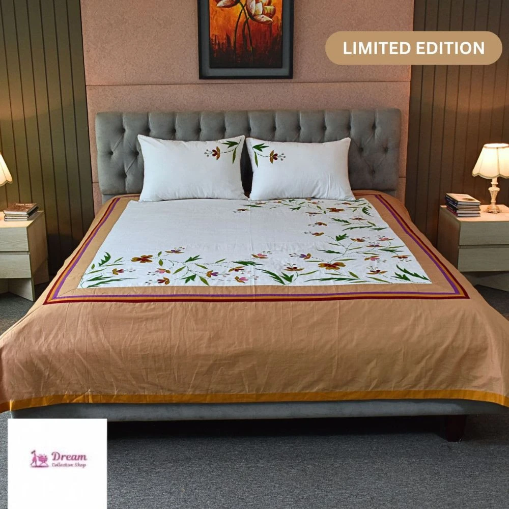 Garden Elegance Embroidered Bed Sheet
