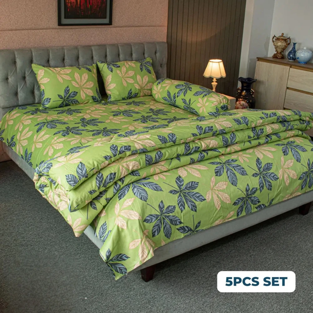 Leafscape Comforter Bedding Set – Green (5Pcs Set)