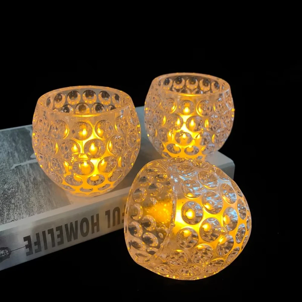 LED Crystal Honeycomb Tea Light Candle Holder
