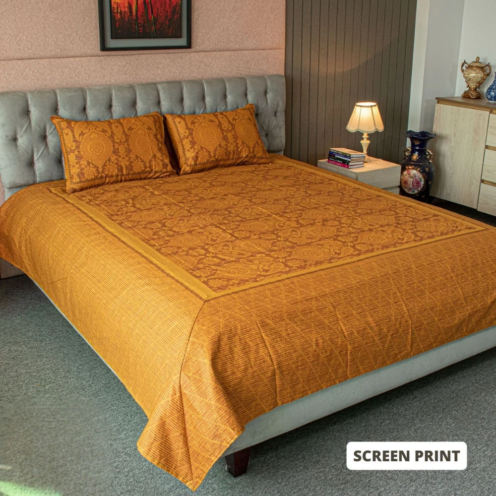 Majestic Glow Screen Printed Bed Sheet