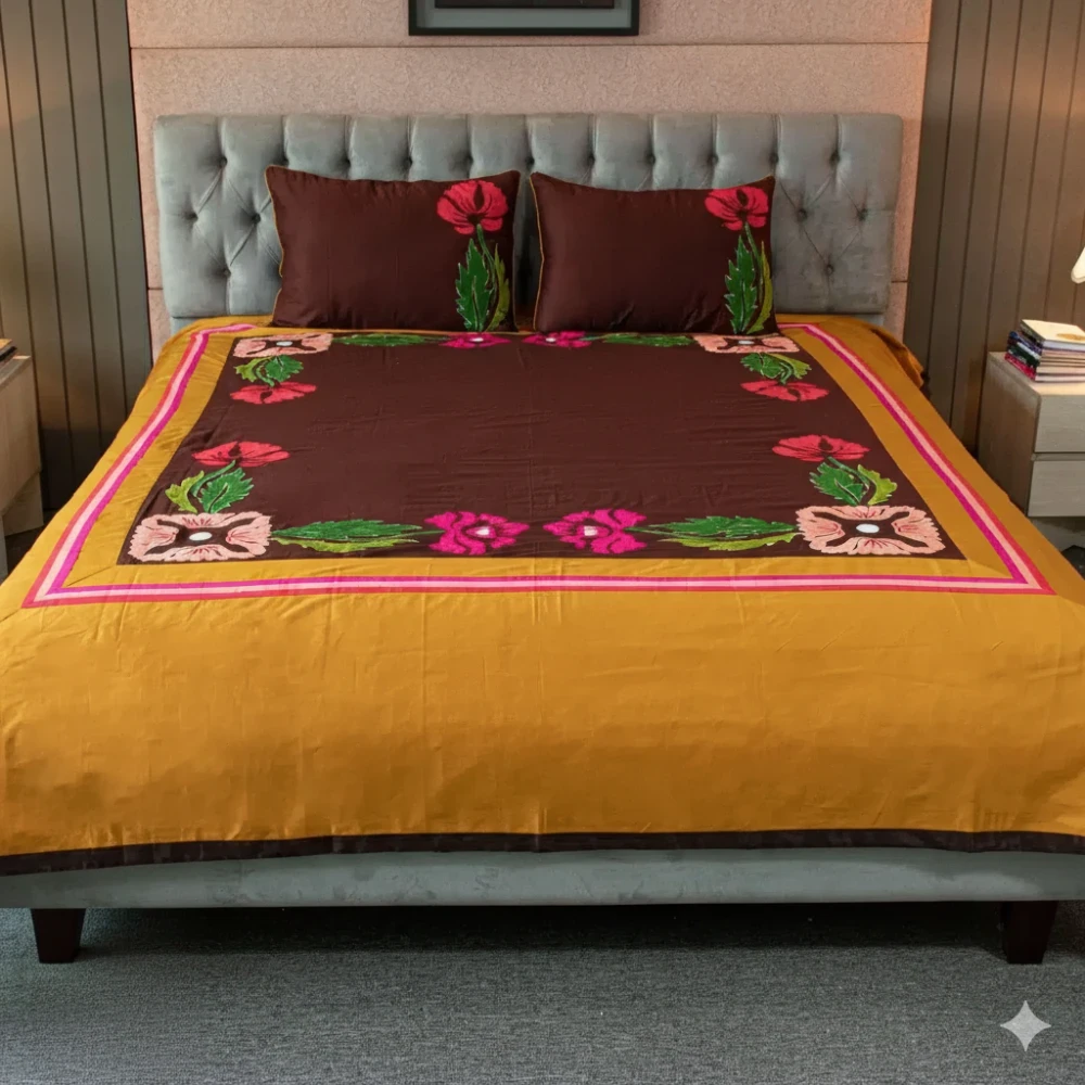 Rustic Garden Embroidered Bed Sheet